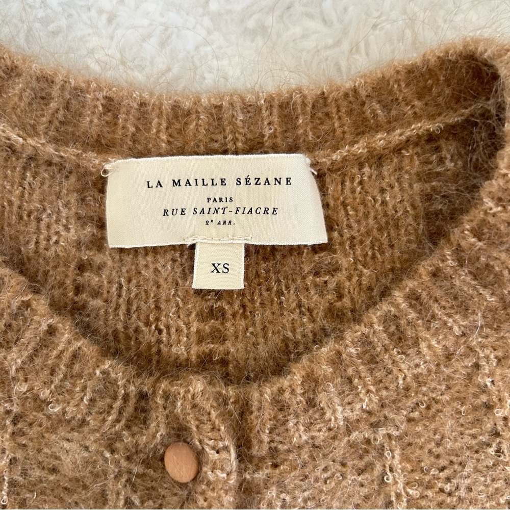 Sezane Camille Cardigan Womens Sweater Sz XS Camel French Vibes Soft Cozy Comfy - Picture 3 of 12